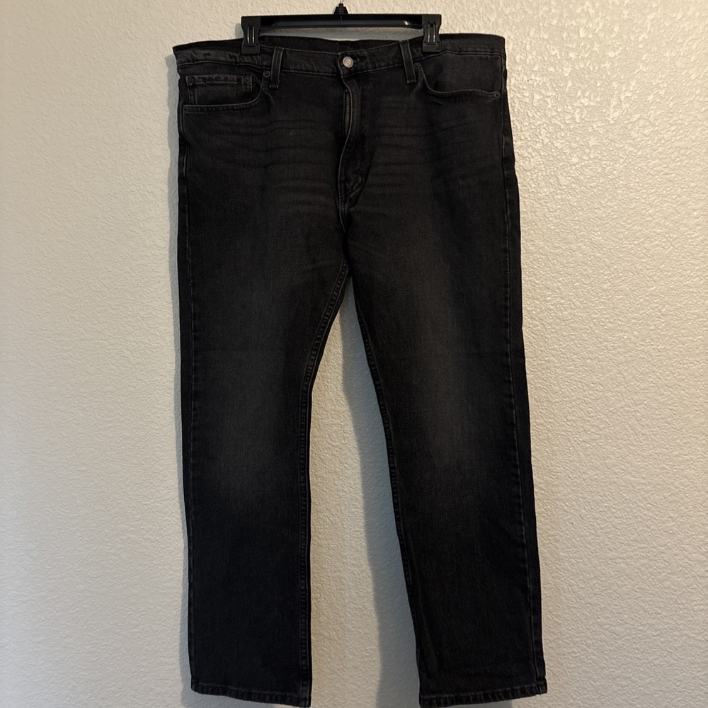 Levis 513 Slim Straight Jeans Men's 38x30 Washed Black Denim Pants
